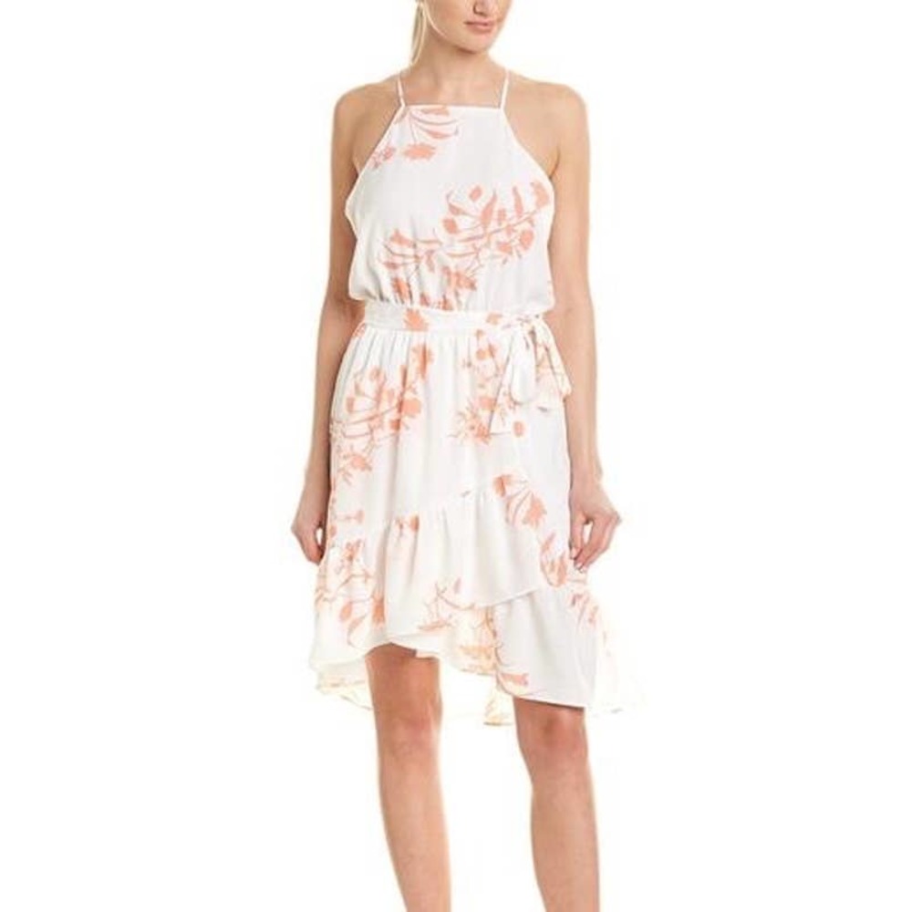 Joie Deme A-line White and Coral Floral Print Dress Size Medium NEW WITH TAGS